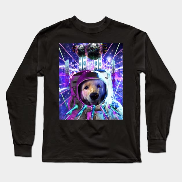 Rave Astronaut Dog Long Sleeve T-Shirt by Random Galaxy